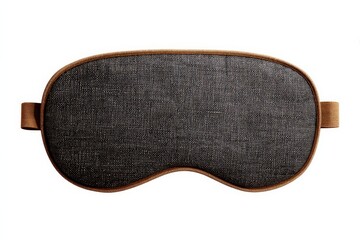 Dark gray sleep mask with brown trim. Perfect for blocking out light for a restful night's sleep.