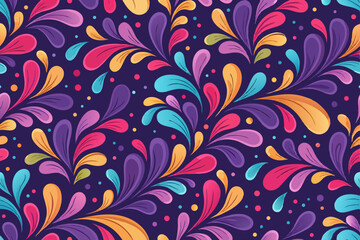Generate a vibrant, seamless abstract pattern featuring colorful, fluid shapes in dynamic motion.  The design should evoke a sense of movement and energy.