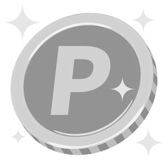 キラキラしているシルバーのポイントコイン イラスト イメージ 素材