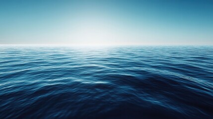 Obraz premium Tranquil ocean horizon at sunrise with calm blue waves