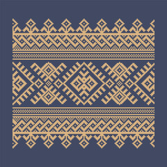 Ukrainian border pattern element. Stencil for block print or tattoo design. Floral geometric decor.