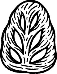 Bread Fougasse vector doodle vintage illustration
