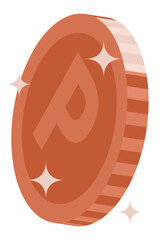 キラキラしているブロンズのポイントコイン イラスト イメージ 素材