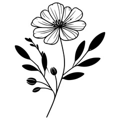 Line drawing of various flowers vector, clipart, transparent, png, element