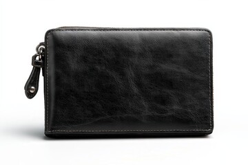 Fototapeta premium Sleek black leather wallet with a zipper closure. Perfect for everyday carry.