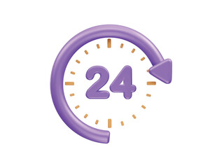 24 Hours service icon 3d illustration render