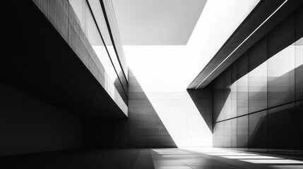 Modern architectural design with dramatic shadows and minimalist geometry