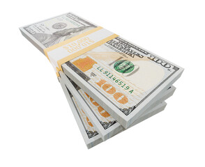 Stacks of Thousands of One Hundred Dollar Bills. Transparent PNG.