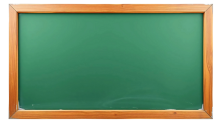 Green chalkboard mockup with wooden frame isolated on transparent background
