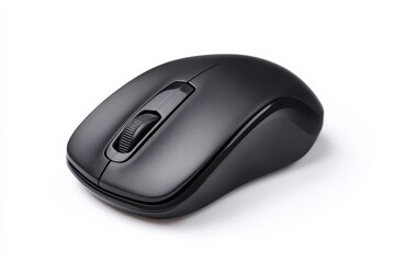 Sleek black wireless computer mouse, perfect for modern workspaces.  A simple yet functional design.