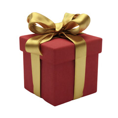 Obraz premium Gift box with golden ribbon transparent background product photography isolated scene celebration concept