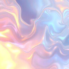 Obraz premium Dreamy abstract artwork, iridescent colors, warm golds and cool blues, ethereal fluid forms, interplay of light and shadow art illustration design