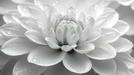 Obraz premium Delicate, wet flower in grayscale