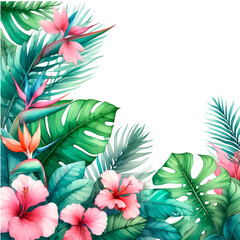 Naklejka premium marco de hojas tropicales. fondo transparente. archivo png