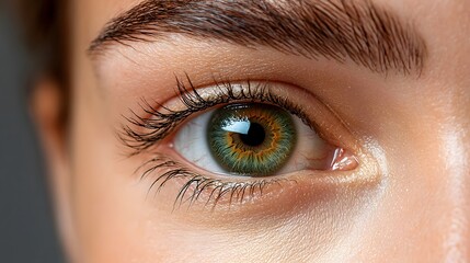 Obraz premium Detailed Close up Photographic View of a Patient s Eye Highlighting the Smooth Rejuvenated Skin Appearance After an Under Eye Filler Procedure in a Dermatology Clinic Setting