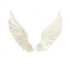 Obraz premium Elegant white angel wings isolated on a transparent background, symbolizing freedom, spirituality, and transcendence. Perfect for artistic and inspirational themes.