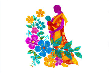 Artistic Mother and Child Paper Cutout