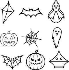 Halloween Line Art Collection,  EPS