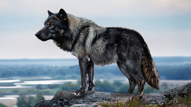 Aenocyon (Dire Wolf) on a Rocky Outcrop