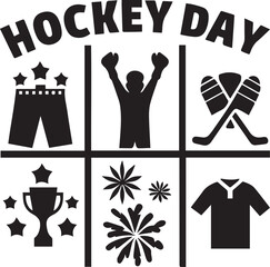 Festive Line Style Icons Themed Around Hockey Day