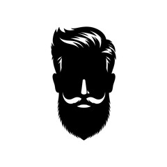 bearded man front view silhouette	
