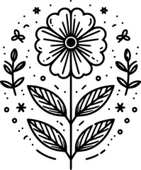 Line drawing of various flowers vector, clipart, transparent, png, element