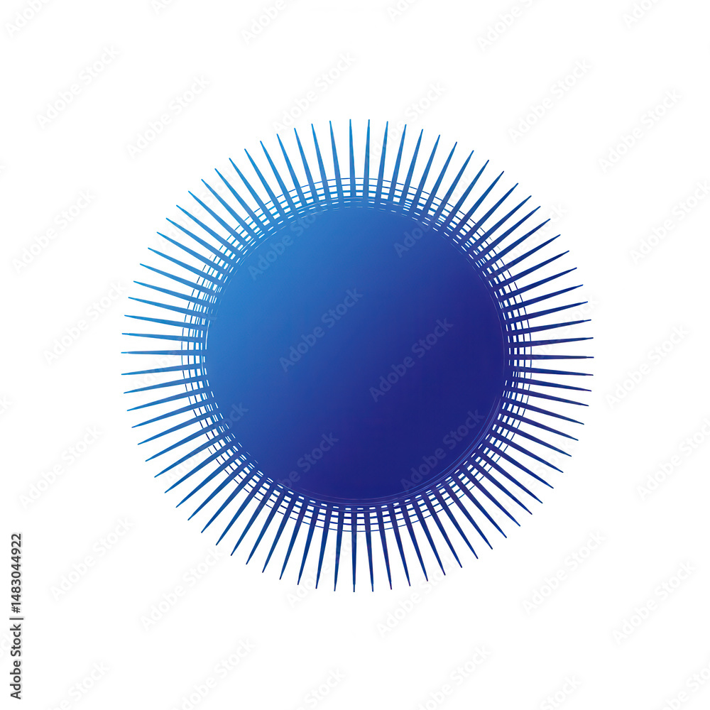 Poster abstract blue circular design with radial spikes and binary code