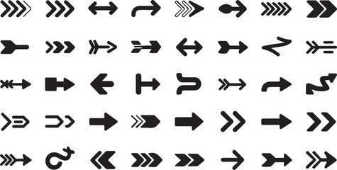 Comprehensive Collection of Arrow Icons in Various Styles for Diverse Design Needs