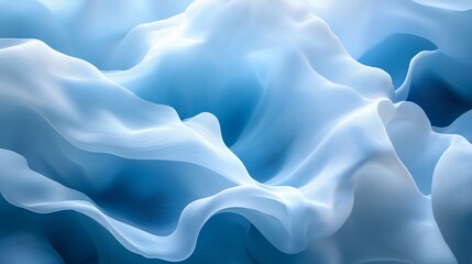 Fototapeta premium Undulating blue fabric ethereal and abstract