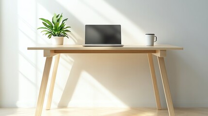 Sunlit Workspace Minimalist 3D Render