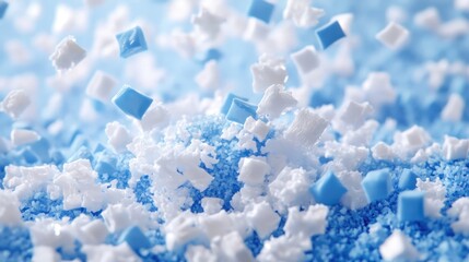 Fototapeta premium Abstract Blue and White Particles in Motion: A Textured Symphony of Color and Form