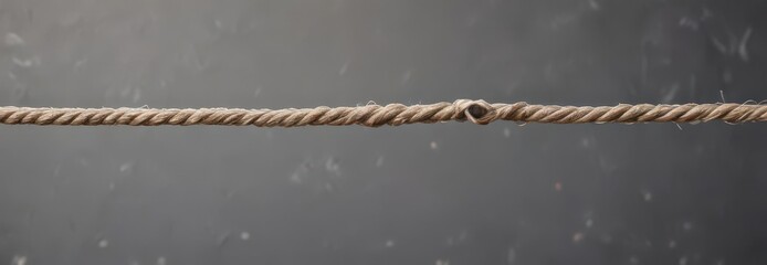 Thin rope stretched taut, showing delicate wear ,  isolated,  thread