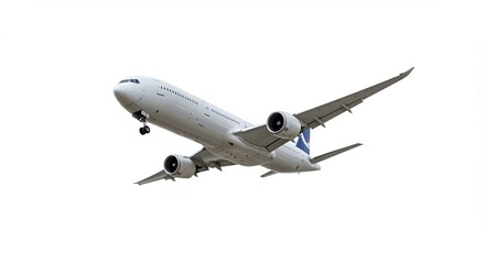 Obraz premium 白い旅客機 滑らかに着陸準備 青空背景. AI Generated