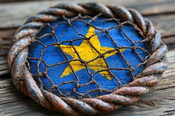 Decorated circular disc with star