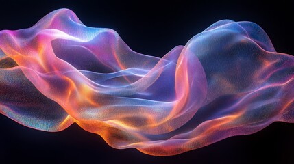 Dynamic abstract digital fabric design in vibrant hues.
