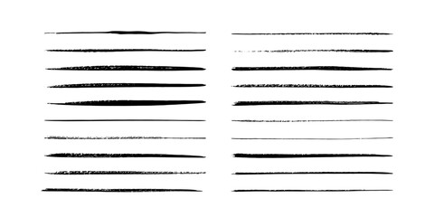 Set of artistic pen brushes.Doodles, ink brushes.Set of vector grunge brushes. Collection of strokes of markers. Set of wavy horizontal lines. Eps 10