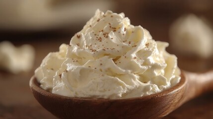 Whipped Cream in Wooden Spoon with Sprinkles