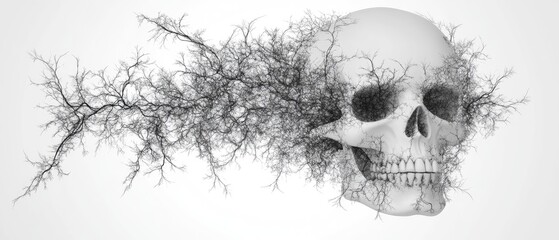 Skull with intricate roots
