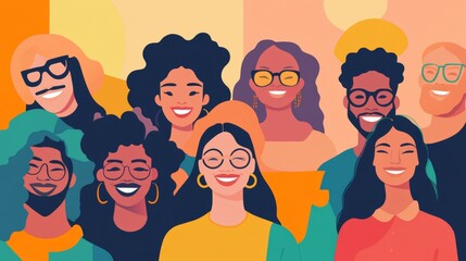 A group of diverse people smiling in a casual setting