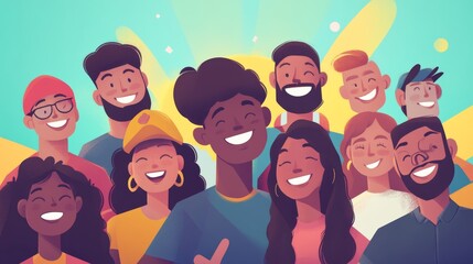 A group of diverse people smiling in a casual setting