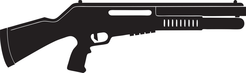 Gun silhouette vector featuring a modern handgun design. Ideal for tactical posters, gaming graphics, weapon icon sets, and defense-related artwork.