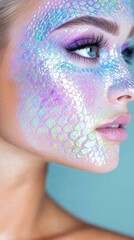 Face art, iridescent scales