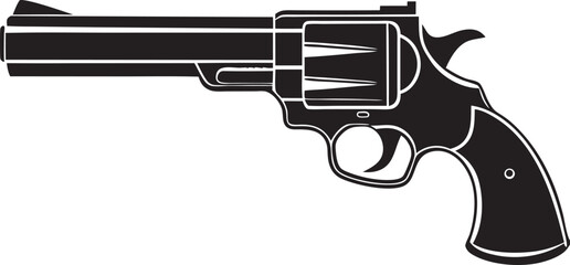 Gun silhouette vector featuring a modern handgun design. Ideal for tactical posters, gaming graphics, weapon icon sets, and defense-related artwork.