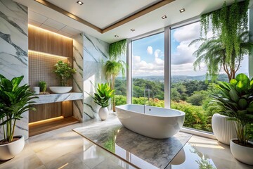Aerial View Luxury Bathroom Modern Design Drone Photography