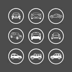 Car Icon set for Vintage UI Design and Automotive Branding
