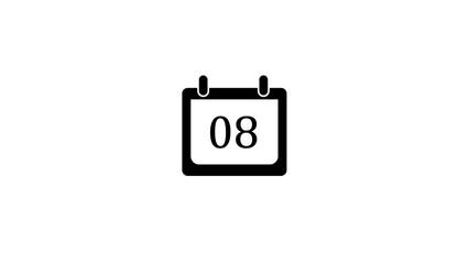 Simple black and white calendar icon displaying the number eight, representing a specific date or event on a minimalistic white background.