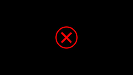 Red x circle symbol design on black representing cancelation error or no sign vector illustration for websites mobile apps and social media