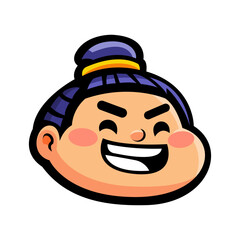a friendly, smiling Asian sumo with a chubby face, perfect as a restaurant or tourism mascot character, vector illustration design