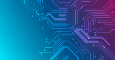 Abstract circuit board background with colorful gradient and digital patterns