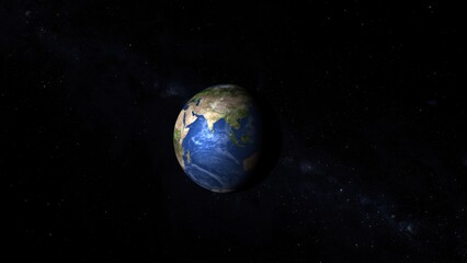 3d rendering of planet earth floating in space featuring the indian ocean and asian continent global concept of our home.